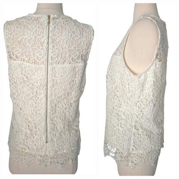 Nanette Lepore Ivory Floral Lace Sleeveless Top - Picture 4 of 8